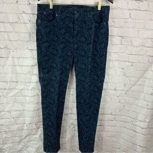 talbots navy blue heritage corduroy jeans with crushed baroque pattern sz 12